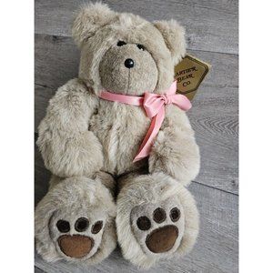 Vtg Deri Cartier Bear Company 1985 Baby Bear Pink Bow 17” w Tags Rare - SIGNED